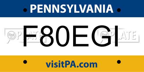 F80EGI Pennsylvania License Plate