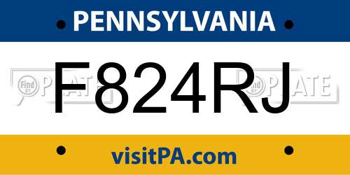 F824RJ Pennsylvania License Plate