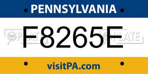 F8265E Pennsylvania License Plate