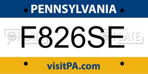 F826SE Pennsylvania License Plate