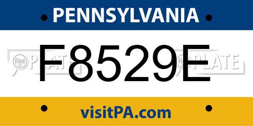 F8529E Pennsylvania License Plate