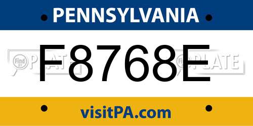 F8768E Pennsylvania License Plate