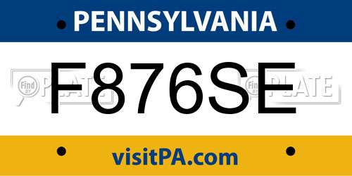 F876SE Pennsylvania License Plate