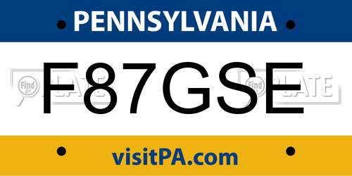 F87GSE Pennsylvania License Plate