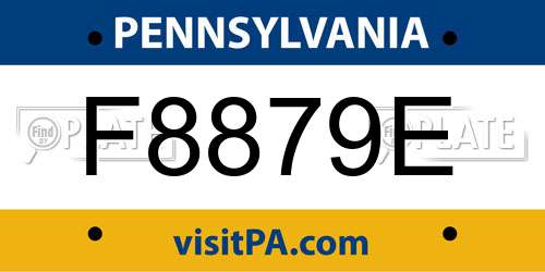 F8879E Pennsylvania License Plate