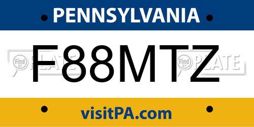 F88MTZ Pennsylvania License Plate