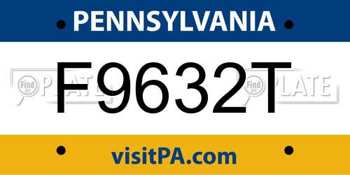 F9632T Pennsylvania License Plate