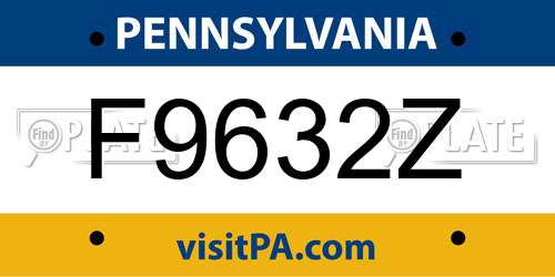 F9632Z Pennsylvania License Plate