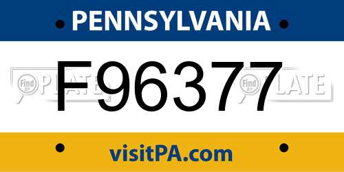 F96377 Pennsylvania License Plate