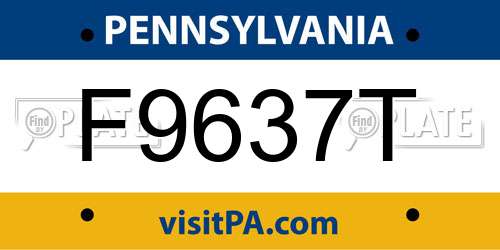 F9637T Pennsylvania License Plate