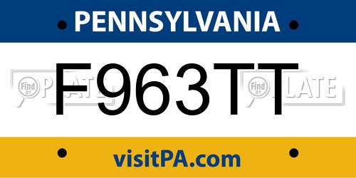 F963TT Pennsylvania License Plate