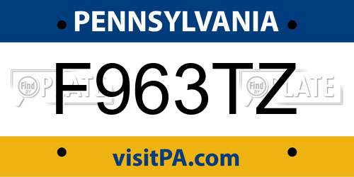 F963TZ Pennsylvania License Plate