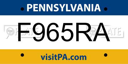 F965RA Pennsylvania License Plate