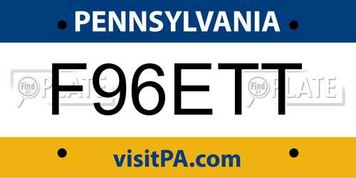 F96ETT Pennsylvania License Plate