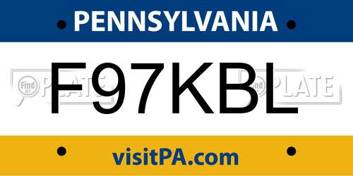 F97KBL Pennsylvania License Plate