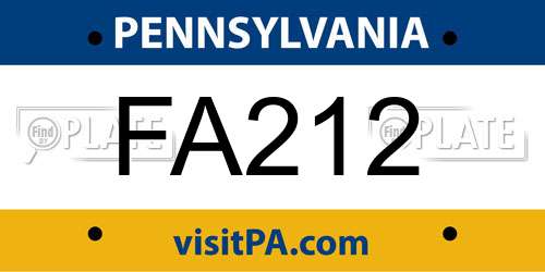 FA212 Pennsylvania License Plate