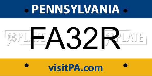 FA32R Pennsylvania License Plate