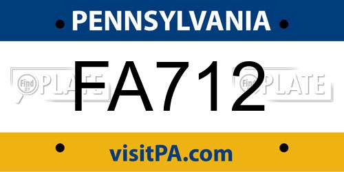 FA712 Pennsylvania License Plate