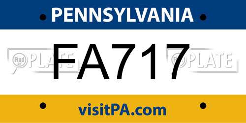 FA717 Pennsylvania License Plate