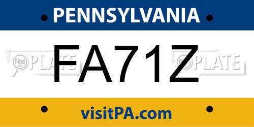 FA71Z Pennsylvania License Plate