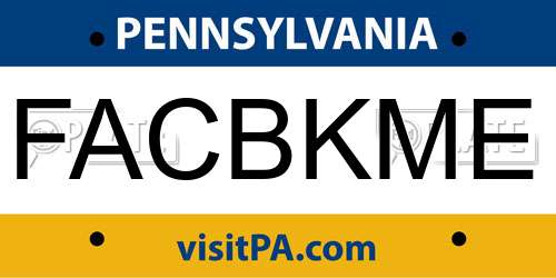 FACBKME Pennsylvania License Plate