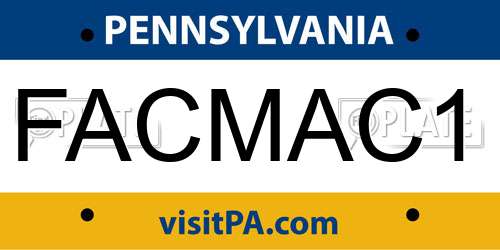 FACMAC1 Pennsylvania License Plate