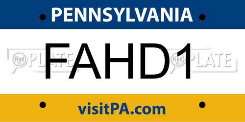 FAHD1 Pennsylvania License Plate