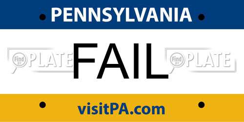FAIL Pennsylvania License Plate