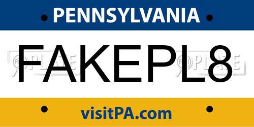 FAKEPL8 Pennsylvania License Plate