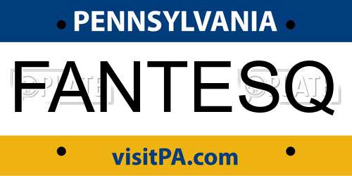 FANTESQ Pennsylvania License Plate