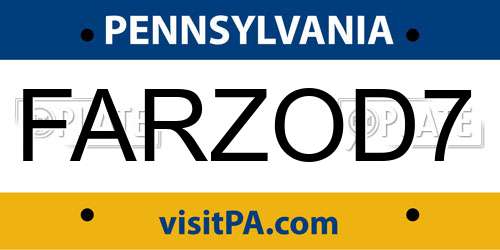 FARZOD7 Pennsylvania License Plate