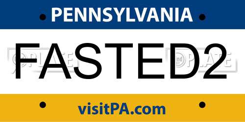 FASTED2 Pennsylvania License Plate