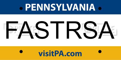 FASTRSA Pennsylvania License Plate