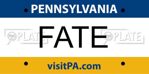FATE Pennsylvania License Plate