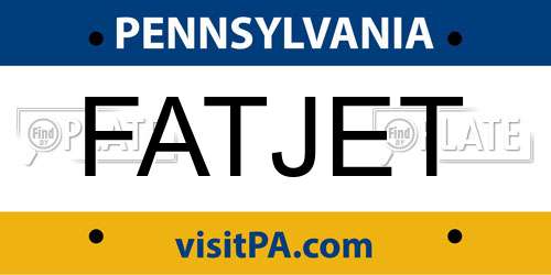 FATJET Pennsylvania License Plate