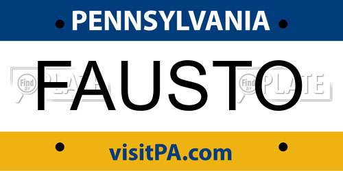 FAUSTO Pennsylvania License Plate