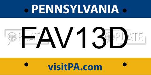 FAV13D Pennsylvania License Plate