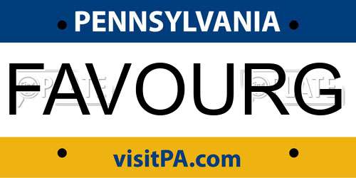 FAVOURG Pennsylvania License Plate
