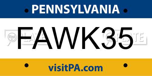 FAWK35 Pennsylvania License Plate