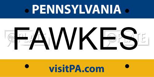 FAWKES Pennsylvania License Plate