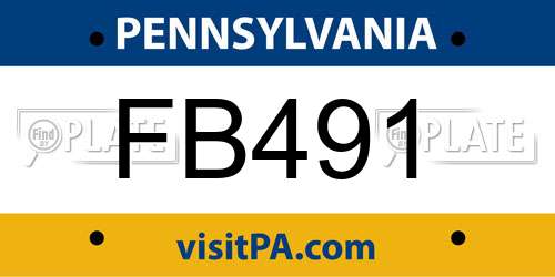 FB491 Pennsylvania License Plate