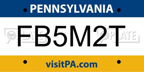 FB5M2T Pennsylvania License Plate