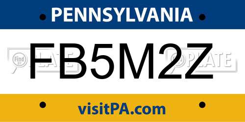 FB5M2Z Pennsylvania License Plate