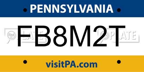FB8M2T Pennsylvania License Plate