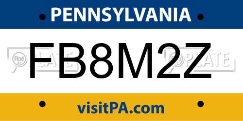 FB8M2Z Pennsylvania License Plate