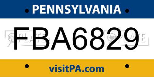 FBA6829 Pennsylvania License Plate