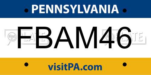 FBAM46 Pennsylvania License Plate