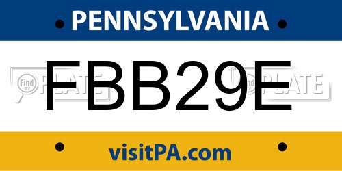 FBB29E Pennsylvania License Plate