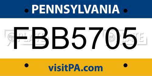 FBB5705 Pennsylvania License Plate