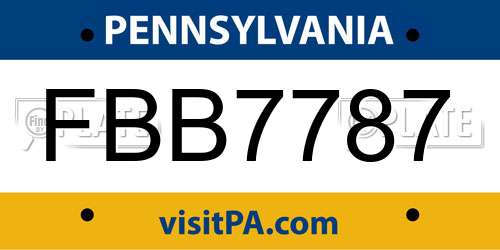 FBB7787 Pennsylvania License Plate